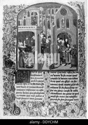 César, Gaius Julius, 13.7.100 - 15.3.44 av. J.-C., politicien romain, dictateur 49 et depuis 47, naissance supposée par Cesarean, après miniature, XVe siècle, Wellcme Library, Londres, Banque D'Images