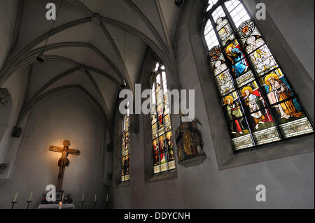 Windows dans le Saint-sacrement Chapelle de Eichstaett Cathédrale, Eichstaett, Bavière Banque D'Images