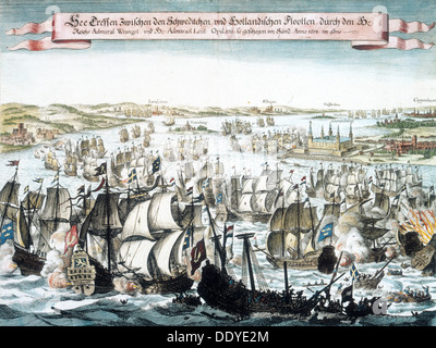 Bataille navale dans l'Oresund entre les Pays-Bas et la Suède, 1658. Artiste : Inconnu Banque D'Images