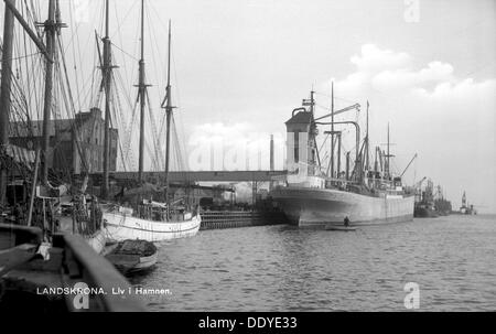 Le port de Landskrona, Suède 1925, Artiste : Inconnu Banque D'Images