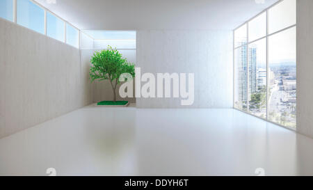 Salle vide avec une usine, loft, 3D illustration Banque D'Images