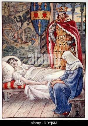 'La sorcière donne des conseils quant à la blessure d' Sir Tristram, 1911. Artiste : Inconnu Banque D'Images