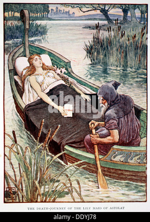 "Le voyage de la mort de Lily Maid of Astolat', 1911. Artiste : Inconnu Banque D'Images