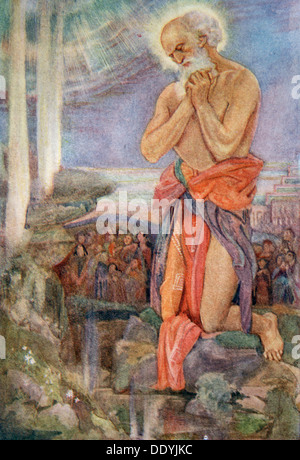 'Elie prévalant sur les prêtres de Baal', 1916. Artiste : Evelyn Paul Banque D'Images