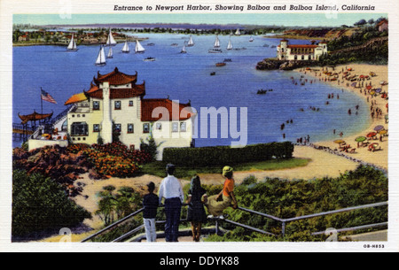Entrée de Newport Harbor, California, USA, 1940. Artiste : Inconnu Banque D'Images