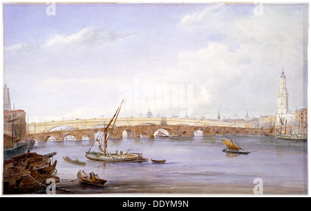 Anciens et nouveaux ponts de Londres, Londres, 1831. Artiste : George Scharf Banque D'Images