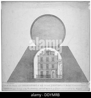 Sir Isaac Newton's house et à l'observatoire, 35, rue St Martin, Westminster, Londres, 1826. Artiste : George Scharf Banque D'Images