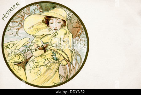 'Février', 1900. Artiste : Alphonse Mucha Banque D'Images