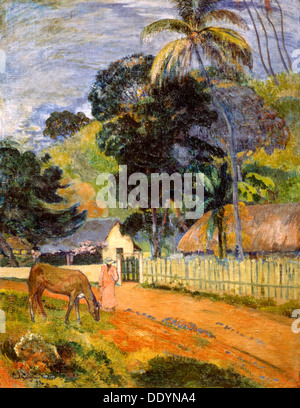 'Horse on Road, Tahitian Landscape', 1899. Artiste : Paul Gauguin Banque D'Images