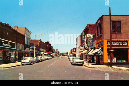 Rue principale à North de Poplar Bluff, Missouri, États-Unis, 1959. Artiste : Inconnu Banque D'Images