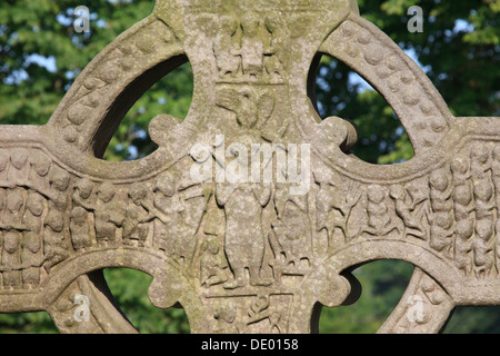 Christ Roi et d'autres scènes bibliques sur la croix de Muiredach à Monasterboice (comté de Louth), l'Irlande Banque D'Images