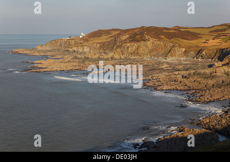 Bull Point, vu à travers la baie de Rockham, Mortehoe, près de Woolacombe, près de Ilfracombe, Devon, Grande Bretagne. Banque D'Images