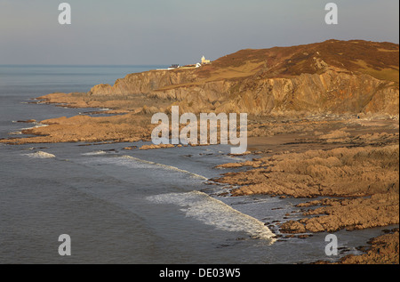 Bull Point, vu à travers la baie de Rockham, Mortehoe, près de Woolacombe, près de Ilfracombe, Devon, Grande Bretagne. Banque D'Images