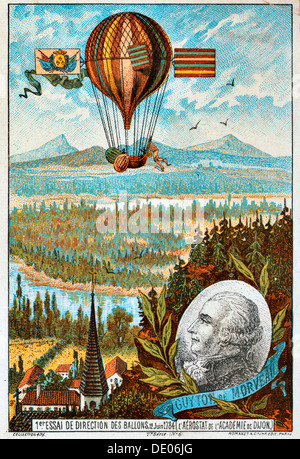 Première tentative par Guyton de Morveau à diriger un ballon, Dijon, France, 1784 (1890). Artiste : Anon Banque D'Images