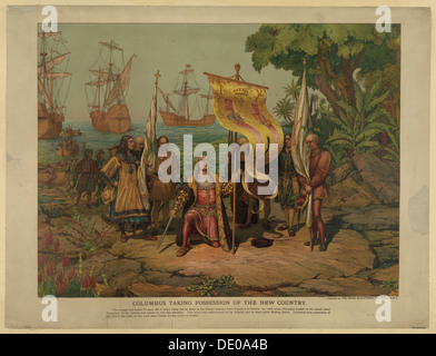 Columbus prendre possession du nouveau pays, 1893. Artiste : Anonyme Banque D'Images