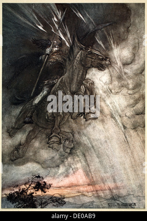 'The, Wotan le Rock ! Comme un vent de tempête il vient !', 1910. Artiste : Arthur Rackham Banque D'Images