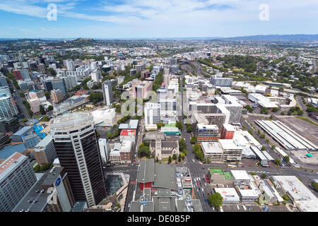 Vue depuis Skytower sur Auckland vers le mont Eden Banque D'Images