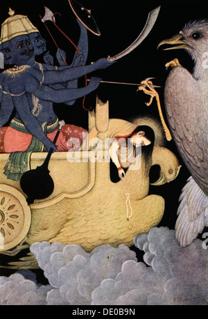 Ravana se battre avec Jatayu, 1913. Artiste : K Venkatappa Banque D'Images