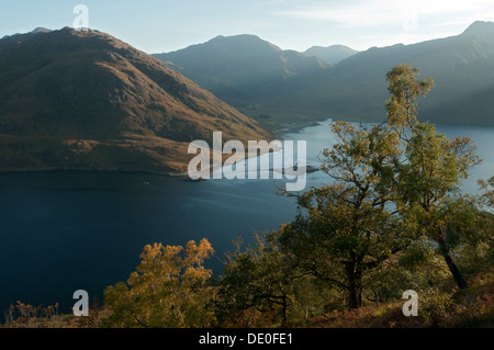 Luinne Bheinn et Glen Barrisdale, Knoydart, sur le Loch Hourn, de Druim Fada, région des Highlands, Ecosse, Royaume-Uni Banque D'Images