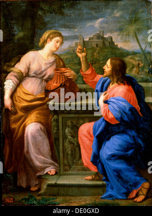 "Le Christ et la samaritaine au puits de Jacob'. c.17ème siècle. Artiste : Carlo Maratta Banque D'Images