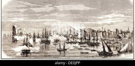 La bataille de Sinop, le 30 novembre 1853, milieu du 19e cen.. Artiste : Anonyme Banque D'Images