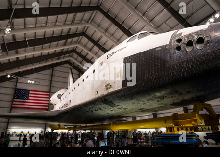 Une vue de la navette spatiale Endeavour au California Science Center à Los Angeles. Banque D'Images