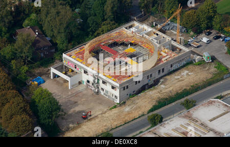 Vue aérienne, nouvelle construction d'une mosquée, Frohnhausen district, Essen, Ruhr, Rhénanie du Nord-Westphalie Banque D'Images