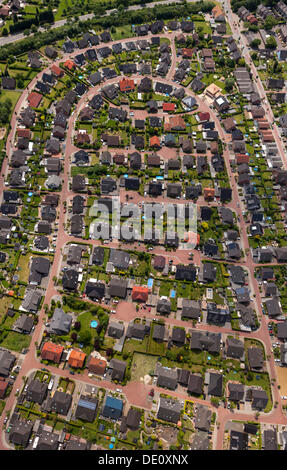 Vue aérienne, Capitelhof nouvelle colonie, maisons individuelles, Rees, région du Bas Rhin, Rhénanie du Nord-Westphalie Banque D'Images