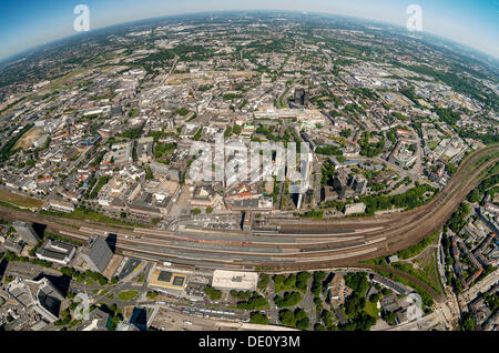 Vue aérienne, du centre-ville de Essen, Ruhr, Rhénanie du Nord-Westphalie Banque D'Images