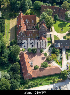 Vue aérienne, château Schloss Heessen, internat, Hamm, Ruhr, Rhénanie du Nord-Westphalie Banque D'Images