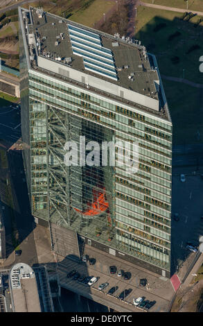 Vue aérienne, Stadttor skyscarper, Düsseldorf, Rhénanie du Nord-Westphalie Banque D'Images