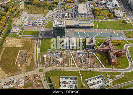 Vue aérienne, siège de ThyssenKrupp Essen, Krupp-Guertel district, Beitz Boulevard, Essen, Ruhr, Rhénanie du Nord-Westphalie Banque D'Images