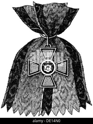 Médailles et décorations, Russie, ordre de Saint Vladimir, fondée en 3.10.1782 par Czarina Catherine II 'le Grand' de Russie, insigne, gravure en bois, 2ème moitié du 19ème siècle, droits additionnels-Clearences-non disponible Banque D'Images