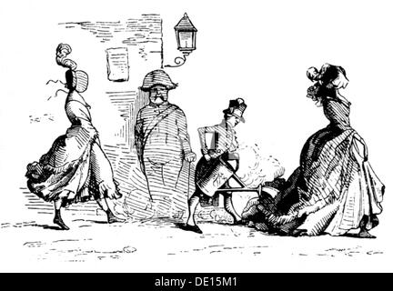 mode, 19e siècle, mesures pour les trains élevant la poussière, dessin, 19e siècle, 19e siècle, graphique, graphisme, caricatures, humour, humour, satire, vêtements, tenue, tenues, mode pour femmes, vêtements pour femmes, robe, robes, poussière, créer une sensation, créer une sensation, créé une sensation, arrosoir, pot, arrosoir, arrosoir, arrosoir, arrosoir, trempez, trempez, trempez, Arrosage, train de robe, trains de robe, historique, historique, femme, femmes, femme, homme, hommes, hommes, personnes, droits supplémentaires-Clearences-non disponible Banque D'Images