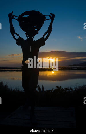 Statue, travailleur salines Ibiza, Espagne, Europe Banque D'Images