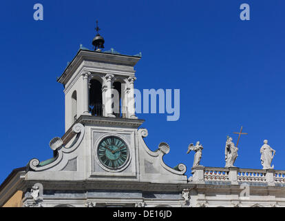 Église de San Giacomo, clocher, détail, la Piazza Matteotti, Udine, Frioul-Vénétie Julienne, Italie, Europe Banque D'Images