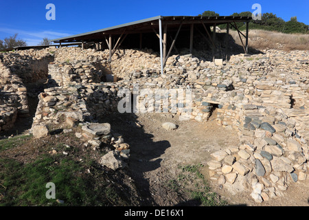 Chypre, Chirokitia, également Khirokitia, archéologique grec, est un site archéologique sur l'île Méditerranéenne de Chypre à Larn Banque D'Images