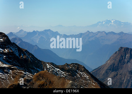 Surlej, Suisse, vue du Corvatsch massif de la Bernina en Haute-Engadine Banque D'Images