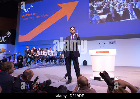 Bournemouth, Dorset, UK . 10e Août, 2013. Congrès 2013 de la TUC, Bournemouth, Dorset, England, UK 10 septembre 2013. Photo Ed Miliband montre le chef du parti travailliste le TUC adresse Congress 2013 à Bournemouth, Dorset, England, UK © Jeff Gilbert/Alamy Live News Crédit : Jeff Gilbert/Alamy Live News Banque D'Images