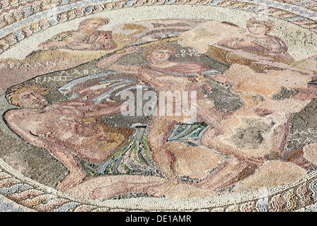 Chypre, Pafos ville, Gazibaf, site de l'ancienne ruine, parc archéologique, mosaic Banque D'Images