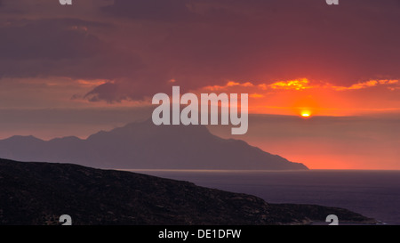 Lever du soleil à sainte Montagne Athos, Macédoine, Grèce Banque D'Images