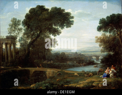 'Paysage avec le repos pendant la fuite en Égypte (Midi)', 1661. Artiste : Claude Lorrain Banque D'Images