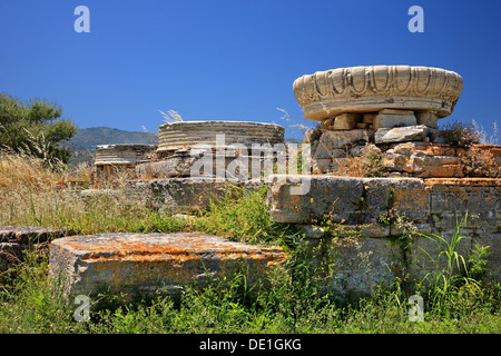 Le temple de Héra ('Heraion'), sur le site archéologique de l'Heraion, l'île de Samos, Grèce Banque D'Images