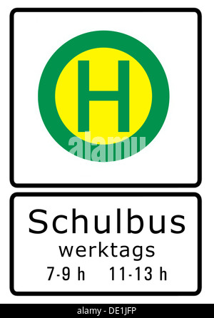 Transport / Transport, voiture, règlement / signes, school bus stop, Additional-Rights Clearance-Info-Not-Available- Banque D'Images