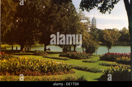 Jardin de fleurs, Loring Park, Minneapolis, Minnesota, USA, 1949. Artiste : Inconnu Banque D'Images