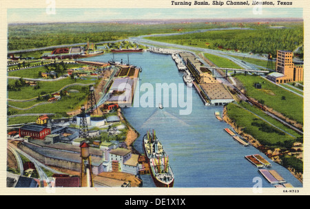 Bassin de virage, chenal de navigation, Houston, Texas, USA, 1936. Artiste : Inconnu Banque D'Images