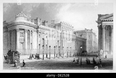 La façade sud de la Banque d'Angleterre, ville de Londres, c1830. Artiste : Thomas Hosmer Shepherd Banque D'Images