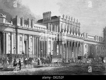 La façade sud de la Banque d'Angleterre, ville de Londres, c1830. Artiste : Anon Banque D'Images