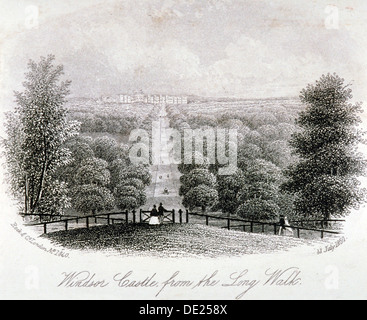 Vue du château de Windsor de Windsor Great Park, Berkshire, 1860. Artiste : Anon Banque D'Images