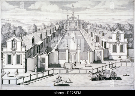 Trinity Hospices, Mile End Road, Stepney, Londres, 1696. Artiste : Simon Gribelin Banque D'Images